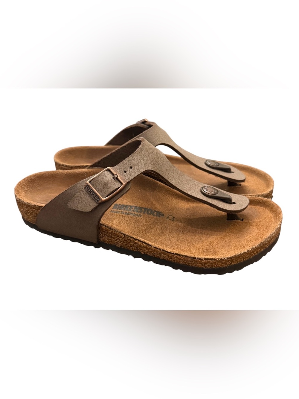 Birkenstock Gizeh Birkibuc Sandal Mocha Brown Big Kid’s Size 3 EU 34 Slip-On